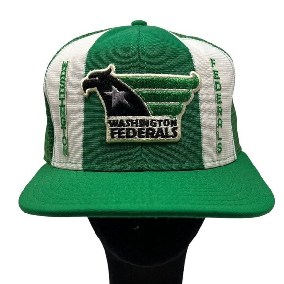 Washington Federals AJD Lucky Stripe Trucker Snapback Hat Cap Vintage USFL Rare